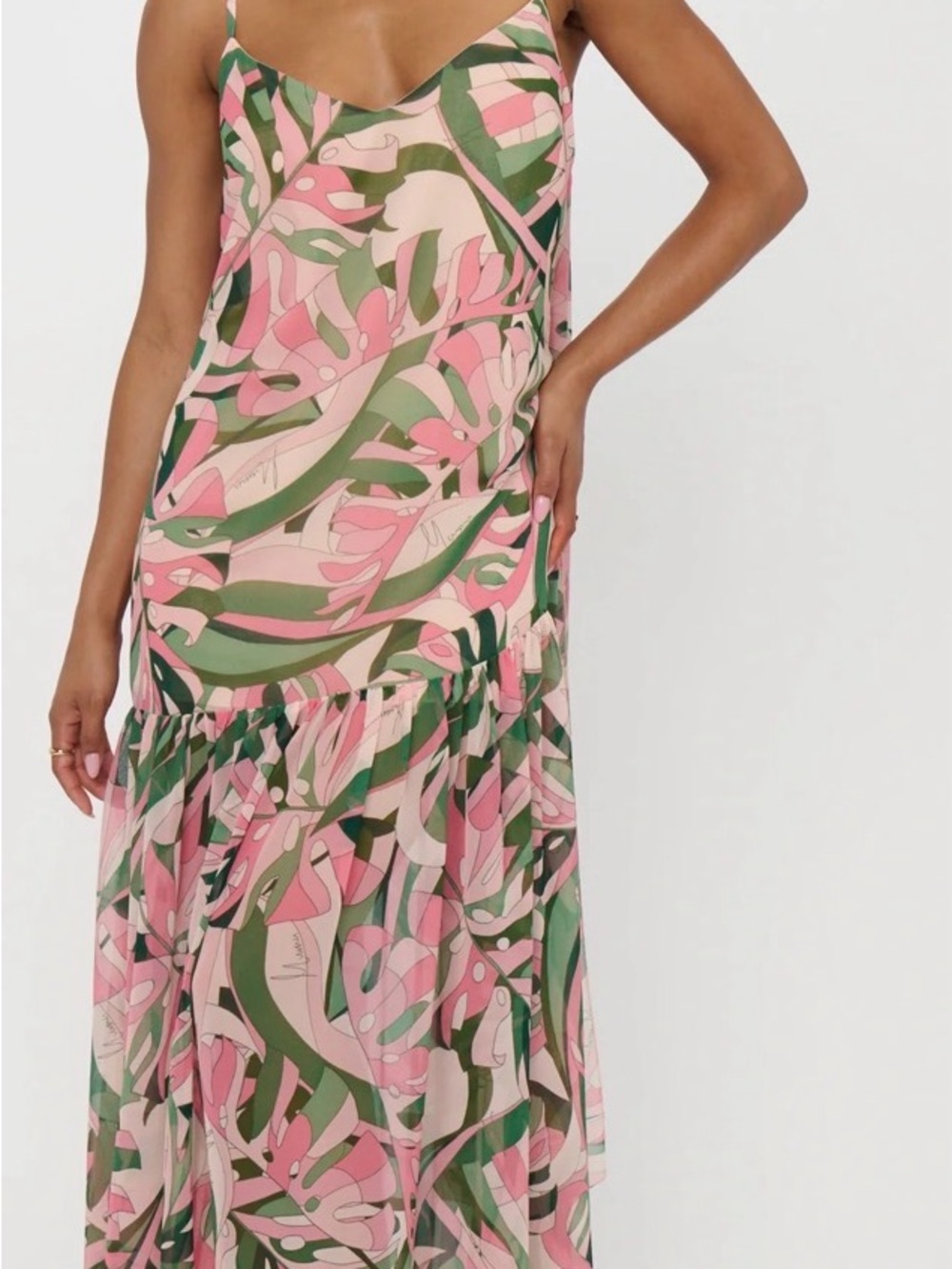 Show Me Your MuMu Dalia Maxi Dress Pink & Green Floral Slip